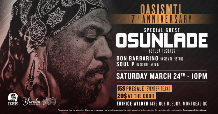 Oasis Mtl 7th Anniversary Osunlade Don Barbarino Soul P